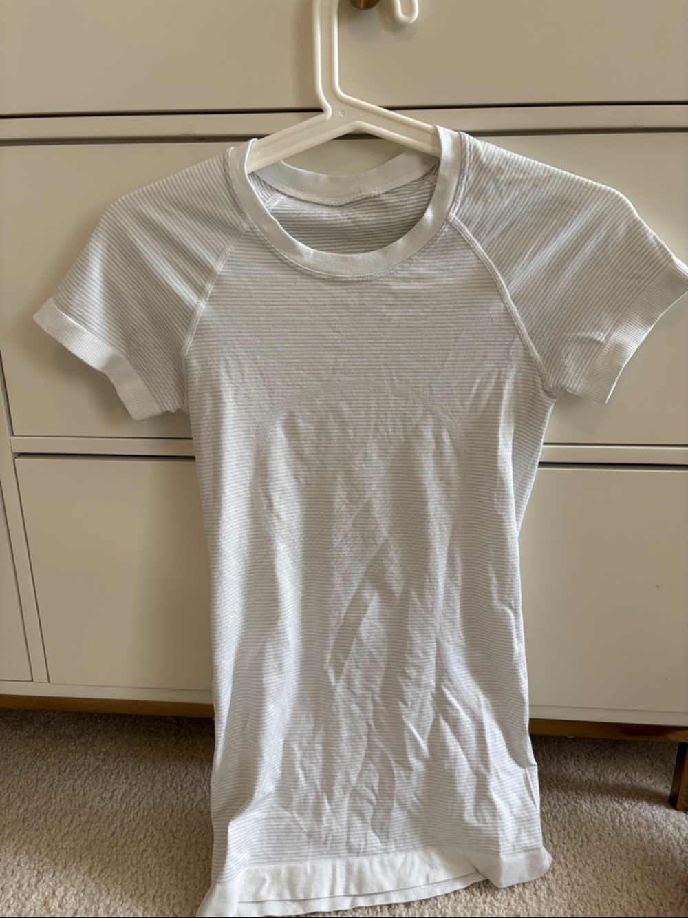lululemon athletica White Ribbed Crew Short Sleeve Tee